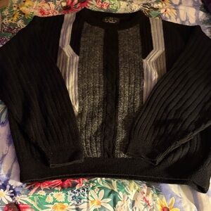 Men's Black and Gray Crewneck Sweater